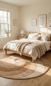 Luxury Modern Spiral Hand Tufted Wool Anti-Slip Medium Pile Area Rug Soft Abstract <b>Carpet</b> Cotton Canvas Backing Living Room - Product Image 4
