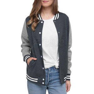 Veste Letterman pour femme, style sportif, décontractée, avec broderie, légère, boutons recouverts, mode urbaine, confortable - Product Image 3