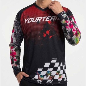 Jersey de Ciclismo para Hombre, Cuello en V, Manga Larga, Diseño Gráfico MTB, Transpirable, Secado Rápido, 100% Poliéster - Product Image 1