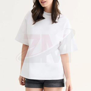 เสื้อยืดคอกลมสีขาวสำหรับผู้หญิง ผ้าฝ้าย 100% ทรงหลวม แขนสั้น สีพื้น ผ้าเจอร์ซีย์ลำลอง ใส่ได้ทั้งฤดูใบไม้ผลิและฤดูร้อน - Product Image 2