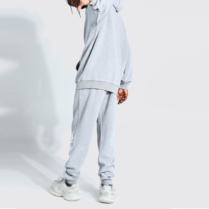 Survêtement gris clair pour homme, pull à manches longues, couleur unie, sweat-shirt décontracté avec poches latérales, pantalon à taille élastique, OEM - Product Image 2