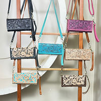 Nouvel Arrivage 2026 – Sac Mini Bandoulière en Cuir Véritable de Vache avec Motifs Floraux et Sangle Réglable pour Femme – Vente en Gros
