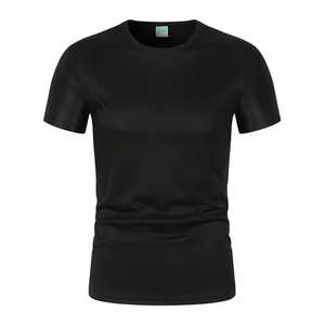 T-shirt pour homme à col rond bleu, manches courtes, respirant, coupe ajustée, polyester, haut de sport toutes saisons, couleur unie - Product Image 3