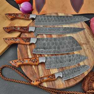 High Quality 5 PCS Professional <b>Kitchen</b> <b>Knife</b> Set With Damascus Steel Blade and Custom Handle <b>Kitchen</b> <b>Knife</b> Set For Hot Sale - Product Image 5