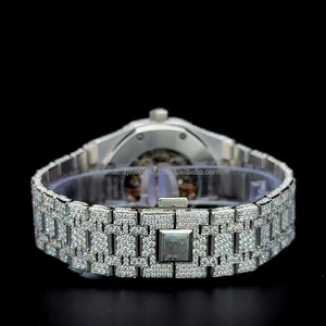 Reloj Hip Hop para hombre de 41 mm con diamantes Moissanite VVS 1 de calidad premium, movimiento automático de cuarzo, esqueleto, en oro blanco. - Product Image 3