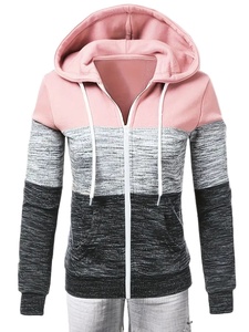 Sudaderas con capucha informales con cremallera y bloque de Color para mujer, sudadera informal de manga larga con cordón para otoño, ropa de mujer al por mayor en línea BD - Product Image 4