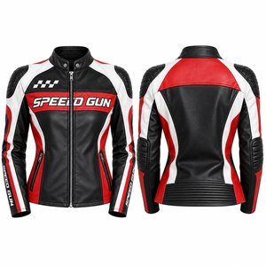 Women's Genuine Leather Motorcycle Jacket Full Zipper Side Pocket Outerwear Leather Jackets Ladies Racing Pu Leather Jackets - Product Image 6