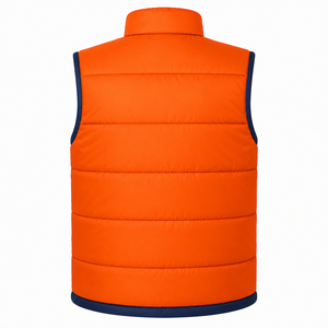 Custom <b>Men</b> Puffer Vest Full Zip Stand Collar Contrast Trim Padded Vest Horizontal Quilted Winter Vest Custom Sleeveless <b>Jacket</b> - Product Image 2