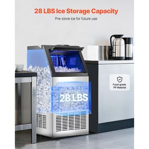 Macchina per il ghiaccio commerciale da 80 libbre/24 ore con capacità di stoccaggio di 28 libbre e 36 cubetti di ghiaccio in 15 minuti - Display digitale a LED - Product Image 3