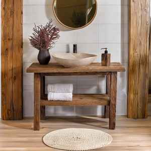Mueble de Baño Rústico de Madera con Encimera, Lavabo y Estante Abierto, Mueble Elegante para Decoración de Baños de Primera Calidad - Product Image 1