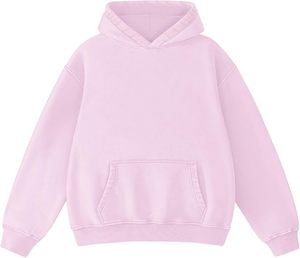 เสื้อฮู้ดดี้สีชมพูแบบหนา สไตล์วินเทจ ล้างสีแบบแอซิดวอช สำหรับผู้ชายและผู้หญิง ผ้าฝ้าย 100% มีกระเป๋าเสื้อ ฮู้ดดี้ลายมัดย้อม เสื้อกันหนาว - Product Image 4