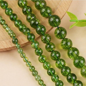 Perles de pierres précieuses en quartz cristal vert péridot olivine craquelé, lisses, brin complet de 15 pouces, certifiées IGI, ZUBEDA GEMS, pour bijoux DIY - Product Image 4
