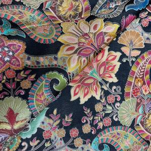Heavy Embroidered Crepe <b>Fabric</b> Dyed Floral Paisley Woven Textile Quick Dry Breathable <b>Medium</b> Weight for Garment - Product Image 3