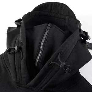 Sweat à capuche léger et écologique en polaire pour homme, collection automne/hiver, avec double capuche, masque ninja, cagoule brodée, vêtements d'extérieur - Product Image 2