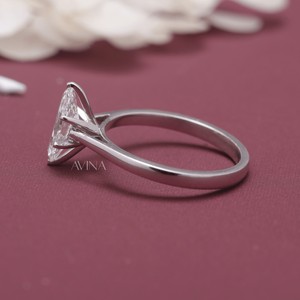 IGI Certified Marquise Cut Diamond Solitaire Engagement - Wedding <b>Ring</b> in Solid 925 Sterling <b>Silver</b> - Product Image 3