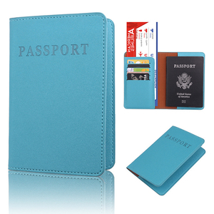 Porta Pasaportes de Cuero PU, Delgado, con Ranuras para Tarjetas, Diseño Minimalista, Color Azul - Product Image 1