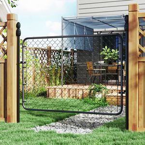 Cancello da Giardino in Acciaio Zincato con Recinzione a Maglie 120 cm x 180 cm Nero per Ingresso Industriale/Cortile - Product Image 2