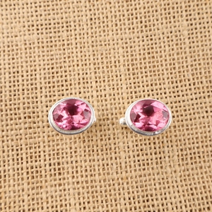 Juego de gemelos de plata de ley con turmalina rosa de corte ovalado Niharika Gems, engaste de canal - Joyería unisex de lujo para fiestas - Product Image 1