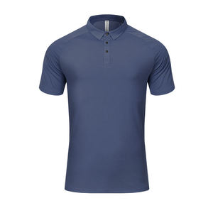 Men's Navy Blue Short Sleeve Polo Shirt Regular Fit Casual Solid Color Woven Fabric - Product Image 4