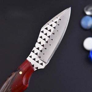 มีด EDC ใบมีดเหล็กแบบ Fixed Blade พร้อมปลอกหนังทรง Pancake ด้ามไม้ Wenge และเรซิ่น - มีดสำหรับล่าสัตว์และตั้งแคมป์แบบ Full Tang - Product Image 3