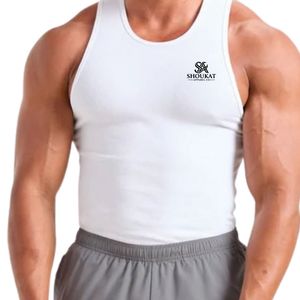 Mens <b>White</b> Sleeveless Gym <b>Tank</b> <b>Top</b> Athletic Workout Fitness Training Shirt Sportswear Bodybuilding Running Casual Activewear - Product Image 5