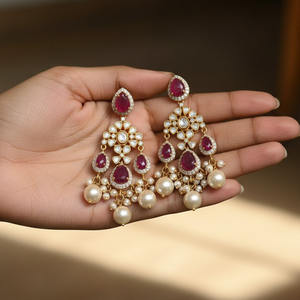 Anillo de Compromiso con Rubí Polki y Moissanita Natural de Jessica Creation, Plata de Ley 925 con Baño de Rodio, Certificado por Terceros - Product Image 2