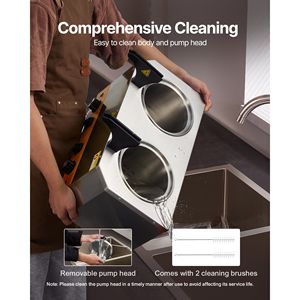 Dispenser Elettrico Commerciale per Formaggio 2.4x2 L in Acciaio Inossidabile Riscaldato con Doppia Pompa 86-23, Scaldafondente per Bevande per Bar - Product Image 6