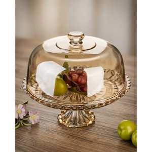 Supports à gâteaux de luxe en laiton avec couvercle en verre, présentoir à desserts rond de haute qualité, fournitures pour gâteaux d'anniversaire à domicile - Product Image 5