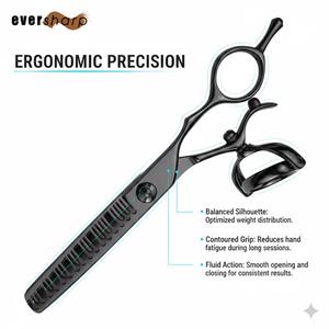 กรรไกรซอยผมมืออาชีพ ขนาด 5.5 นิ้ว ด้ามจับแบบหมุนได้ ผลิตจากสแตนเลส ใบมีดโค้ง 24 ฟัน สำหรับคนถนัดขวา เหมาะสำหรับร้านทำผมและร้านตัดผมชาย - Product Image 4