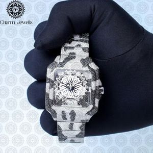 Montre pour homme Charm_Jewells en acier inoxydable avec accents de diamants, mouvement mécanique analogique, résistance à l'eau 10 bars, luxe et mode - Product Image 3