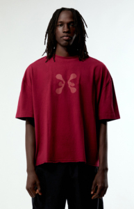 Rhinestone Front <b>Men's</b> Regular Fit Red 100% Cotton Knitted T-Shirt Custom Drop Shoulder Casual Short Sleeve <b>Turtleneck</b> Design - Product Image 1