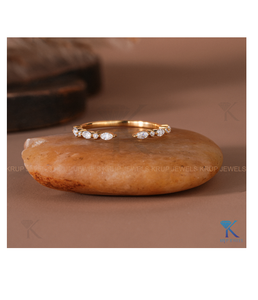 Premium Marquise & Round Brilliant <b>Open</b> Cuff <b>Ring</b> in 14K 18K Gold Adjustable Statement Jewelry for Women Fine Jewelry - Product Image 2