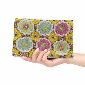 Decorative Handmade Lightweight Polyester Embroidered Clutch Bag <b>Sequins</b> Beads Floral Artwork for Stylish Ladies Valentine's Day - Product Image 1