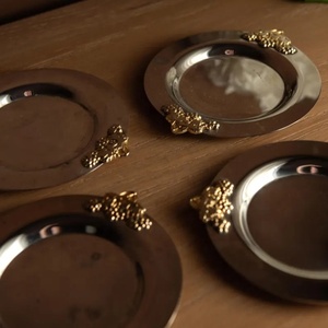 Royal Vineyard Brass <b>Coaster</b> Set Handcrafted Premium <b>Drink</b> <b>Coasters</b> Heat Resistant Table Protector Luxury Entertaining Gift - Product Image 4