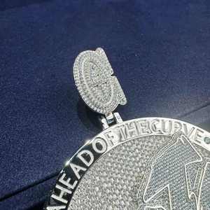 Collar con Colgante de Cadena de Eslabones con Diseño de Nombre y Letra Estilo Hip Hop, Chapado en Rodio, Plata 925, con Moissanita - Product Image 2