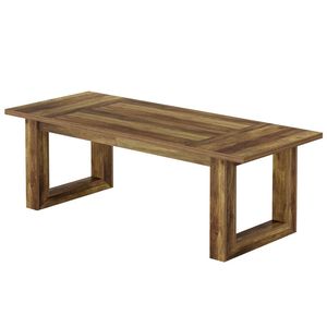 Tavolo da Pranzo Rettangolare con Base Quadrata in Legno Robusto per Cucina, Tavolo da Pranzo Durevole con Base Quadrata - Product Image 5