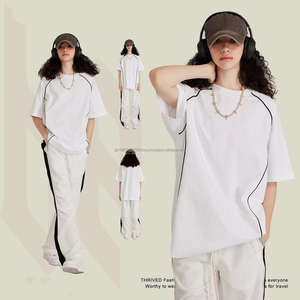 Été 305 couleur unie lourde à savoir bord T-shirt à manches courtes Europe et les États-Unis ins street oversized - Product Image 2