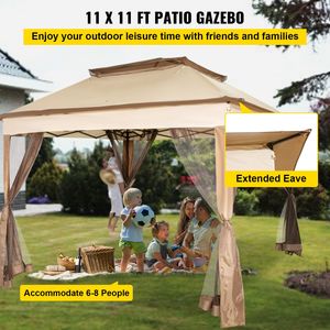 Tente de réception portable 11 x 11 pour extérieur, grande auvent de 4 pièces pour fêtes, jardin, pelouse, patio, style gazebo et pergola - Product Image 2