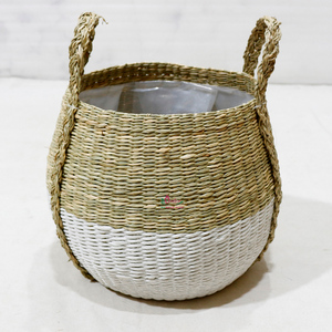 Panier de rangement carré en jonc de mer tressé à la main, organisateur en osier pour comptoir de cuisine et maison - Product Image 6