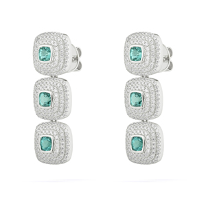 Geometric Drop <b>Earrings</b> Women's Rhodium Plated Alloy <b>Crystal</b> Rhinestone <b>Studs</b> Party Classic Style - Product Image 1