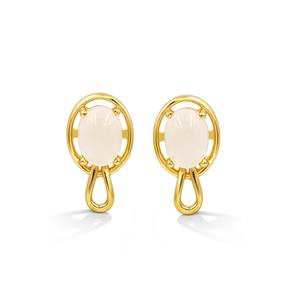 Boucles d'oreilles fantaisie ovales en argent sterling 925 avec pierre de lune africaine, plaquées or et rhodium, bijoux tendance - Product Image 2