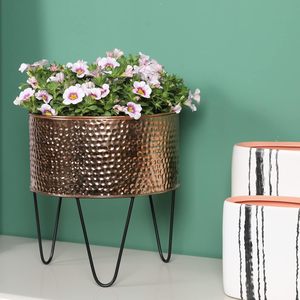 Pot de fleurs en cuivre martelé, pot de plantes d'intérieur en cuivre, pot de fleurs décoratif en cuivre, pot de jardin en cuivre, pot en métal - Product Image 6
