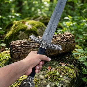 ดาบตกแต่งทำมือสไตล์ยุคกลาง ดาบจำลองแฟนตาซี ใบมีดเหล็กขัดเงา ลายสลักละเอียด ด้ามจับประดับตกแต่ง งานพิมพ์นูน 3 มิติ - Product Image 2
