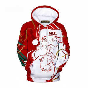Unisex Santa Christmas Tree Hoodie with 3D Pattern Long Sleeves and French Fabric Funny Hot Selling for Teens Adults in Winter - Product Image 1