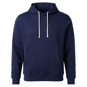 Sudadera con Capucha Extra Grande Personalizada para Hombre, Bordada, Azul Marino y Blanco en Contraste, con Cordón Ajustable, Forro Polar, Estilo Clásico Urbano, de Fábrica - Product Image 1