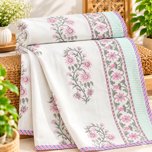 Couverture de lit en coton léger Dohar à motifs floraux, avec tissu doux et respirant pour un confort et une relaxation quotidiens dans la chambre - Product Image 5