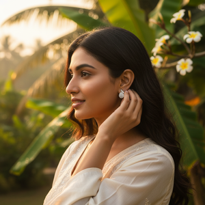 Pendientes de Plata de Ley 925 con Diseño de Granada Hechos a Mano en India, Joyería de Cristal Brillante para Mujer - Product Image 5