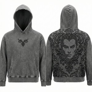 Custom Zip Up Hoodie Heavyweight Full Zip Sweatshirt Men Gothic Empire Map Graphic Oversized Vintage Wash Hooded Jacket Supply - Product Image 5