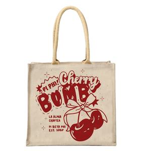 Chaînes à fermeture éclair bohème personnalisées taille XL sac fourre-tout en jute de jute écologique sac à provisions imprimé teint pur quotidien/voyage usage coton - Product Image 2