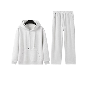 Ensemble jogging et sweat à capuche matelassé pour homme – Respirant, prix de gros, couleur unie, épais, tenue décontractée d'hiver - Product Image 6